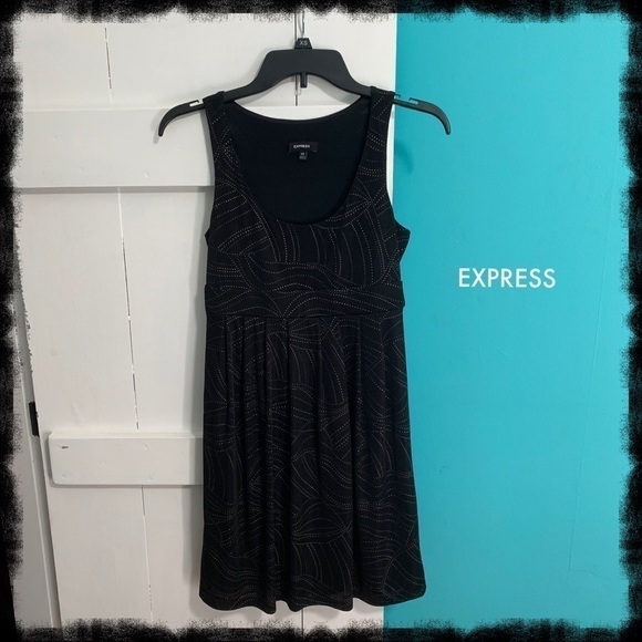 EXPRESS Black Dress with Gold Dotted Pattern - Picture 1 of 5